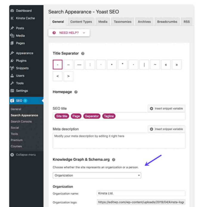 Yoast SEO là gì? Hướng dẫn sử dụng Yoast WordPress SEO 27 Chỉnh sửa Knowledge Graph va Schema.org